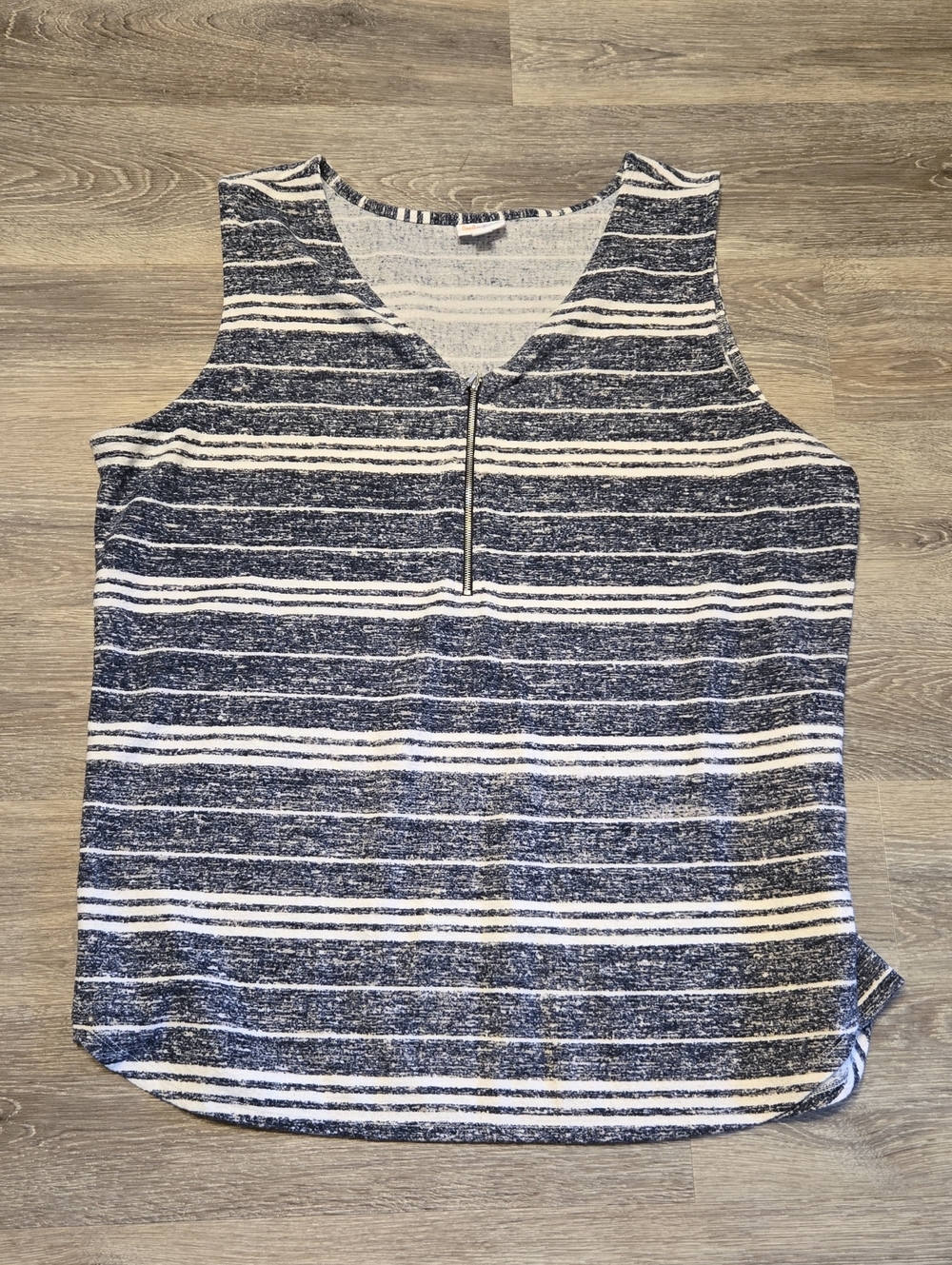 Lularoe Rachael Navy/white Stripe Zipper Tank Sz 2XL